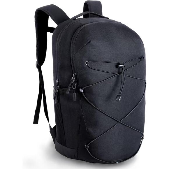 Black Lightweight Daypack with Bungee Cord – Laptop or Hiking Backpack - Picture 1 of 6